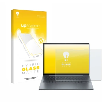 Face avant d’un emballage produit avec le logo de la marque upscreen. À côté, l’appareil HP Dragonfly G4 Non-Touch est représe