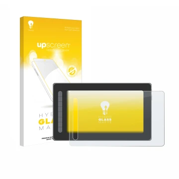 Face avant d’un emballage produit avec le logo de la marque upscreen. À côté, l’appareil XP-Pen Artist 12 (2e Gen.) est représ