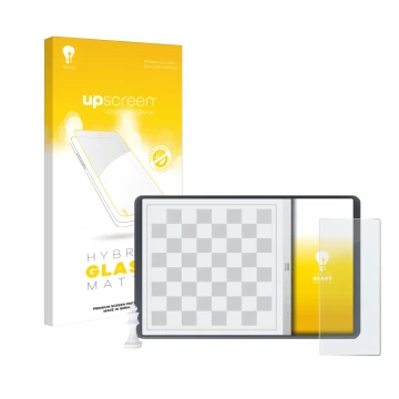 Face avant d’un emballage produit avec le logo de la marque upscreen. À côté, l’appareil Chessnut Evo est représenté avec la p