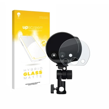 Face avant d’un emballage produit avec le logo de la marque upscreen. À côté, l’appareil Profoto B10X est représenté avec la p