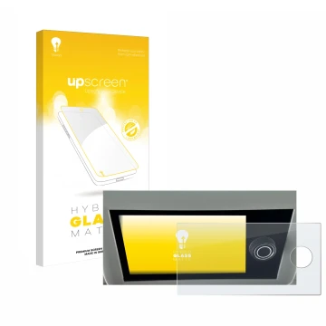 Face avant d’un emballage produit avec le logo de la marque upscreen. À côté, l’appareil Volkswagen California 6.1 est représe