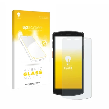 Face avant d’un emballage produit avec le logo de la marque upscreen. À côté, l’appareil Urovo CT58 est représenté avec la pro