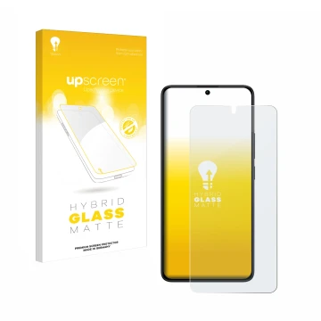 Face avant d’un emballage produit avec le logo de la marque upscreen. À côté, l’appareil Xiaomi Redmi Note 13 Pro 4G est repré