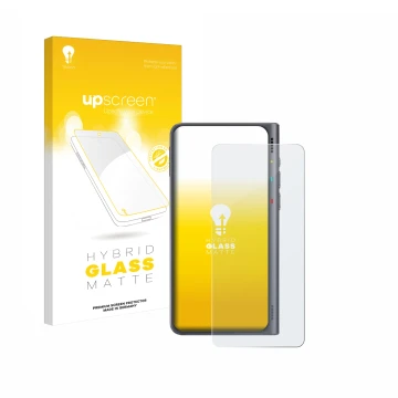 Face avant d’un emballage produit avec le logo de la marque upscreen. À côté, l’appareil Timekettle Fluentalk T1 est représent