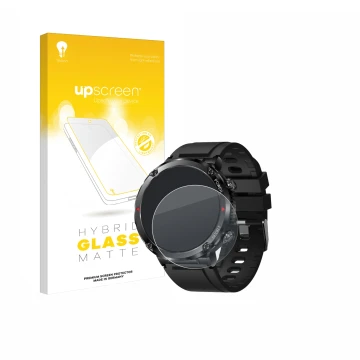Face avant d’un emballage produit avec le logo de la marque upscreen. À côté, l’appareil LIGE Smartwatch 1.6