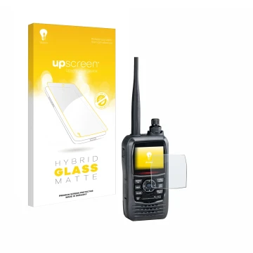 Face avant d’un emballage produit avec le logo de la marque upscreen. À côté, l’appareil Icom IC-R15 est représenté avec la pr