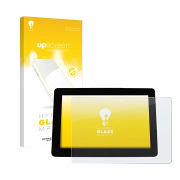 Face avant d’un emballage produit avec le logo de la marque upscreen. À côté, l’appareil Trimble XCN 1050 est représenté avec 