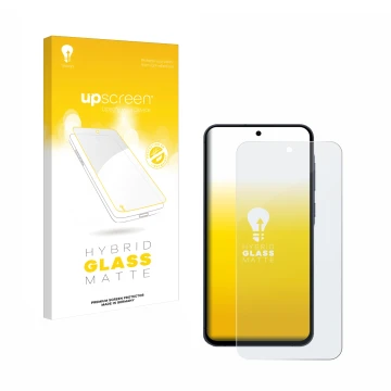 Face avant d’un emballage produit avec le logo de la marque upscreen. À côté, l’appareil Samsung Galaxy A55 5G est représenté 