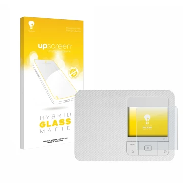 Face avant d’un emballage produit avec le logo de la marque upscreen. À côté, l’appareil Canon Selphy CP1500 est représenté av