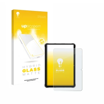 Face avant d’un emballage produit avec le logo de la marque upscreen. À côté, l’appareil Hotwav R7 est représenté avec la prot