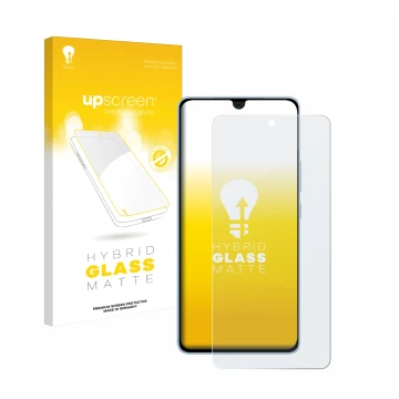Face avant d’un emballage produit avec le logo de la marque upscreen. À côté, l’appareil Vivo iQOO Neo 9 Pro est représenté av