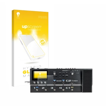 Face avant d’un emballage produit avec le logo de la marque upscreen. À côté, l’appareil Boss GX-100 est représenté avec la pr