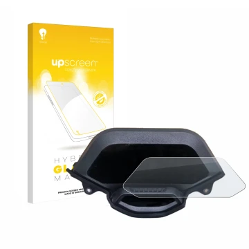 Face avant d’un emballage produit avec le logo de la marque upscreen. À côté, l’appareil Segway Ninebot GT1 est représenté ave