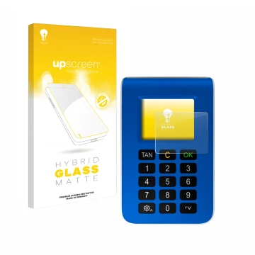 Face avant d’un emballage produit avec le logo de la marque upscreen. À côté, l’appareil REINER SCT tanJack photo QR est repré