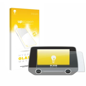 Face avant d’un emballage produit avec le logo de la marque upscreen. À côté, l’appareil Ford Focus MK4 Sync 3 est représenté 