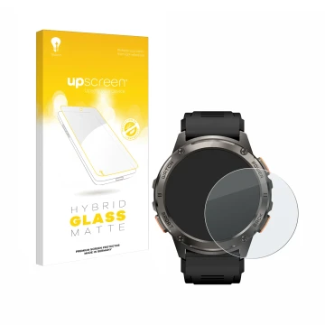 Face avant d’un emballage produit avec le logo de la marque upscreen. À côté, l’appareil Kospet Tank T3 est représenté avec la