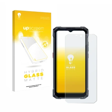 Face avant d’un emballage produit avec le logo de la marque upscreen. À côté, l’appareil Hotwav W11 est représenté avec la pro