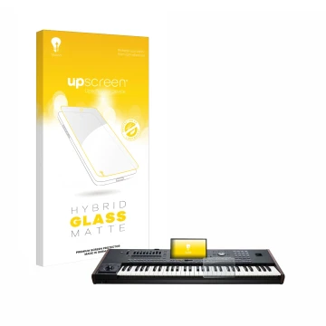 Face avant d’un emballage produit avec le logo de la marque upscreen. À côté, l’appareil KORG Pa5X est représenté avec la prot