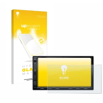 Face avant d’un emballage produit avec le logo de la marque upscreen. À côté, l’appareil Atoto F7 WE est représenté avec la pr