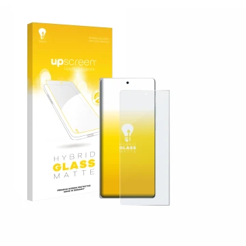 Face avant d’un emballage produit avec le logo de la marque upscreen. À côté, l’appareil Vivo X Fold3 est représenté avec la p