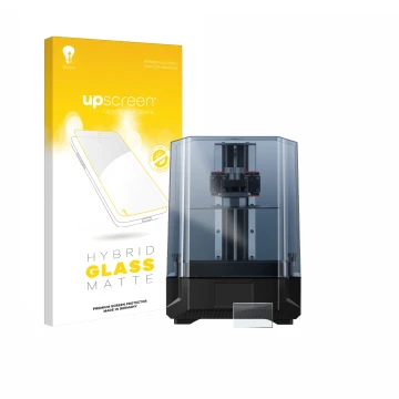 Face avant d’un emballage produit avec le logo de la marque upscreen. À côté, l’appareil Anycubic Photon Mono X 6Ks est représ