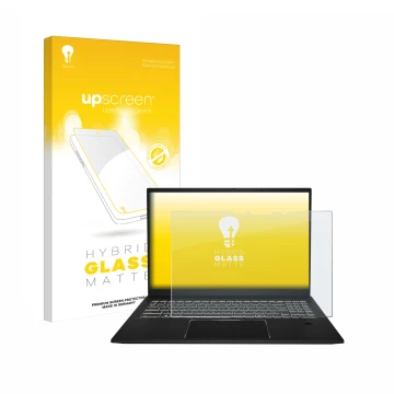 Face avant d’un emballage produit avec le logo de la marque upscreen. À côté, l’appareil MSI Summit E16 AI Studio est représen