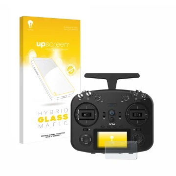 Face avant d’un emballage produit avec le logo de la marque upscreen. À côté, l’appareil FrSky TWIN X14 est représenté avec la