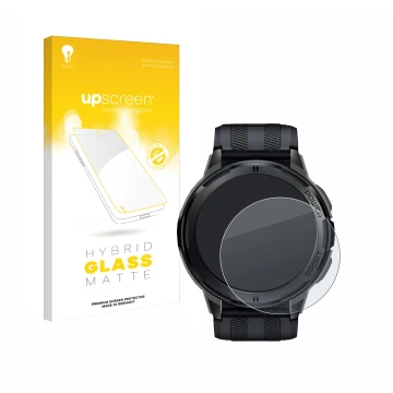 Face avant d’un emballage produit avec le logo de la marque upscreen. À côté, l’appareil Oukitel BT10 1.43