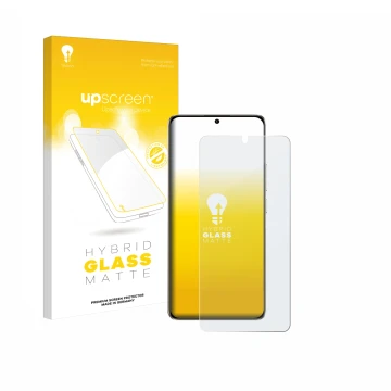 Face avant d’un emballage produit avec le logo de la marque upscreen. À côté, l’appareil Xiaomi Redmi Turbo 3 est représenté a