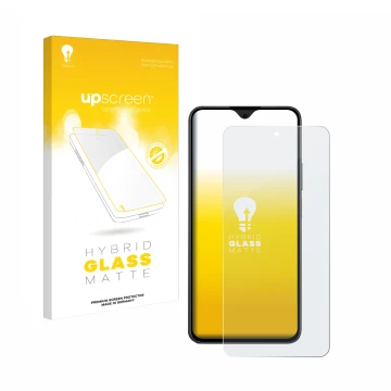 Face avant d’un emballage produit avec le logo de la marque upscreen. À côté, l’appareil Honor 90 Smart est représenté avec la