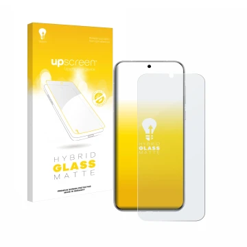 Face avant d’un emballage produit avec le logo de la marque upscreen. À côté, l’appareil Huawei Pura 70 Ultra est représenté a