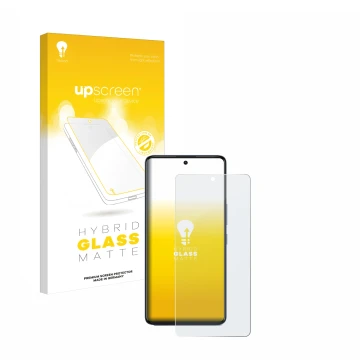 Face avant d’un emballage produit avec le logo de la marque upscreen. À côté, l’appareil Infinix GT 20 Pro est représenté avec