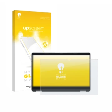 Face avant d’un emballage produit avec le logo de la marque upscreen. À côté, l’appareil Dell Latitude 5350 2-in-1 est représe