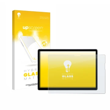 Face avant d’un emballage produit avec le logo de la marque upscreen. À côté, l’appareil Dell Latitude 7350 Detachable est rep