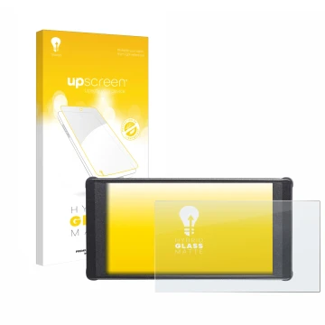 Face avant d’un emballage produit avec le logo de la marque upscreen. À côté, l’appareil Portkeys PT6 est représenté avec la p