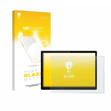 Face avant d’un emballage produit avec le logo de la marque upscreen. À côté, l’appareil Lenovo ThinkPad X12 Detachable Gen 2 