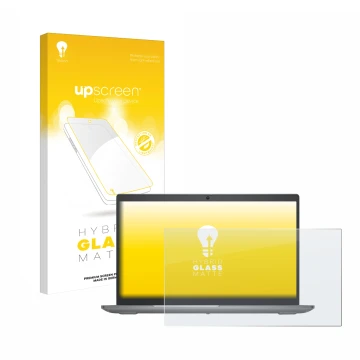 Face avant d’un emballage produit avec le logo de la marque upscreen. À côté, l’appareil Dell Precision 3590 Workstation est r