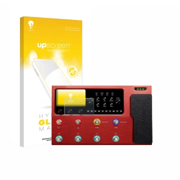 Face avant d’un emballage produit avec le logo de la marque upscreen. À côté, l’appareil Valeton GP-200R est représenté avec l