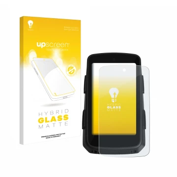 Face avant d’un emballage produit avec le logo de la marque upscreen. À côté, l’appareil Hammerhead Karoo 3 est représenté ave