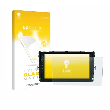 Face avant d’un emballage produit avec le logo de la marque upscreen. À côté, l’appareil Dynavin D9-T6 est représenté avec la 