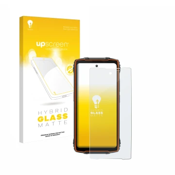 Face avant d’un emballage produit avec le logo de la marque upscreen. À côté, l’appareil Blackview Oscal Pilot 2 est représent