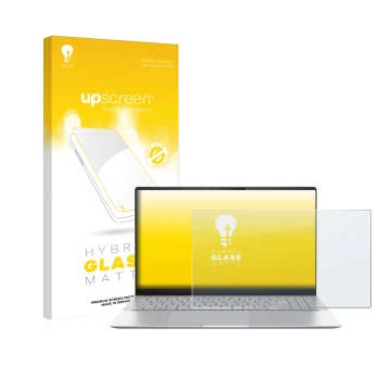 Face avant d’un emballage produit avec le logo de la marque upscreen. À côté, l’appareil ASUS Vivobook S 15 S5507 est représen