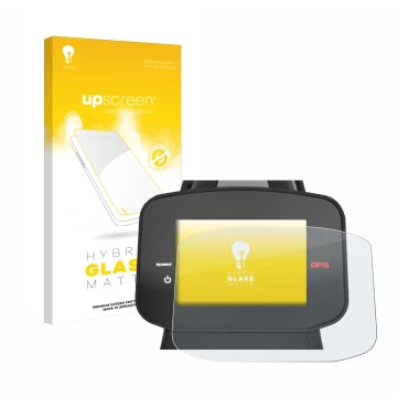 Face avant d’un emballage produit avec le logo de la marque upscreen. À côté, l’appareil PowaKaddy FX7 GPS 3.5