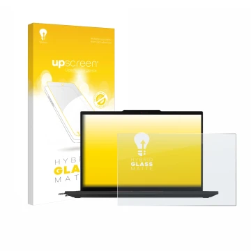 Face avant d’un emballage produit avec le logo de la marque upscreen. À côté, l’appareil Lenovo ThinkPad P14s Gen 5 14