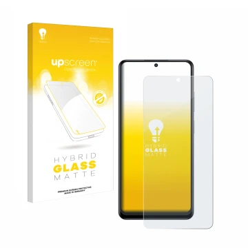 Face avant d’un emballage produit avec le logo de la marque upscreen. À côté, l’appareil realme 12 4G est représenté avec la p