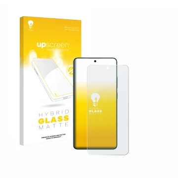 Face avant d’un emballage produit avec le logo de la marque upscreen. À côté, l’appareil Oppo Reno 12 F 5G est représenté avec