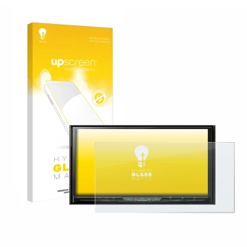 Face avant d’un emballage produit avec le logo de la marque upscreen. À côté, l’appareil Pioneer AVH-Z9200DAB est représenté a