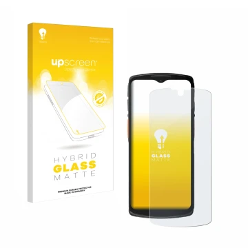 Face avant d’un emballage produit avec le logo de la marque upscreen. À côté, l’appareil Urovo DT66 est représenté avec la pro