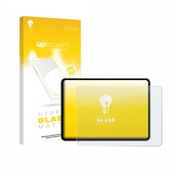 Face avant d’un emballage produit avec le logo de la marque upscreen. À côté, l’appareil OnePlus Pad 2 est représenté avec la 