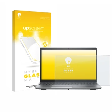 Face avant d’un emballage produit avec le logo de la marque upscreen. À côté, l’appareil Dell Precision 3580 est représenté av